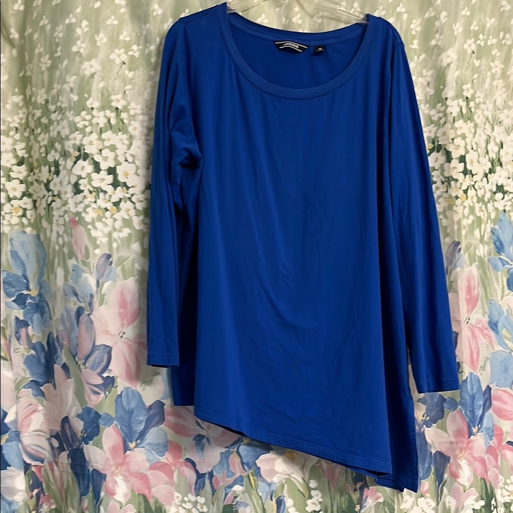 Lands End Blue asymmetrical long sleeve tunic top size 1X